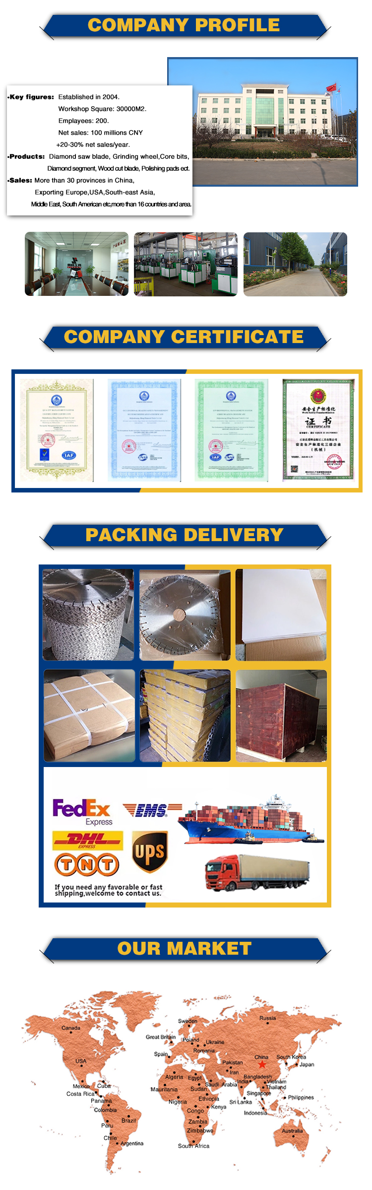 JiFeng Marble Cutting Diamantata Grinding Welding Concrete Asphalt Circular Turbo Diamond Saw Blade With Flange