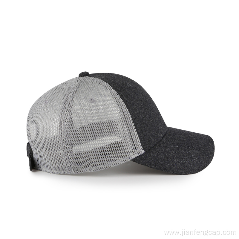 Melton and mesh blank baseball cap