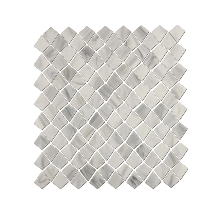 Off-white stone pattern glass mosaic tiles