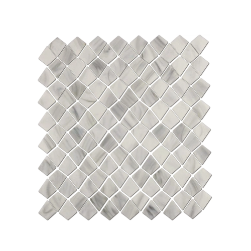 オフホワイトの石模様のガラスモザイクタイル