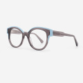 Round Full-rim Laminated Acetate Women's Optical Frames 23A3046