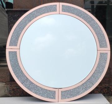 Rose gold crystal diamond round hanging mirror
