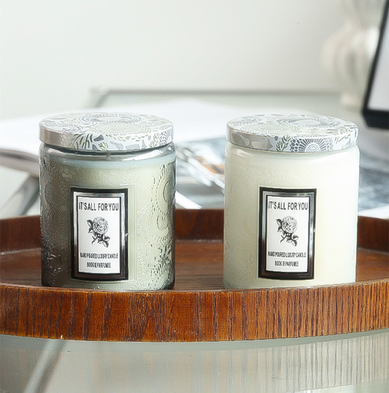 Складзеная шкляная шкляная свечка з ароматэрапіяй з вечкам