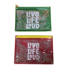 PVC Transparent Liquid Glitter Makeup Bag - Zipper Waterproof Cosmetic Pouch