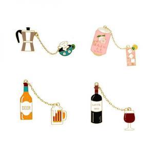 Alliage Broches Ensembles Mignon Bande Dessinée Vin Bière Jus De Café Broche pour Vêtements Sacs À Dos Vestes Chapeau Bijoux Bijoux DIY Accessoires