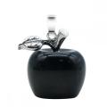 Handmade Craved 20MM Black Obsidian Apple Pendant Necklace