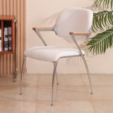 Modern Nordic White Wool Chair with Stackable Lambswool Esszimmer Dining Chair