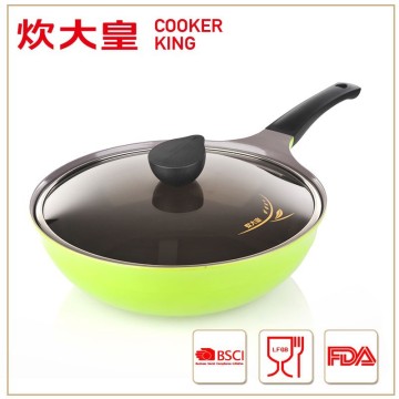 2015 factory price 30cm die cast aluminium ceramic wok