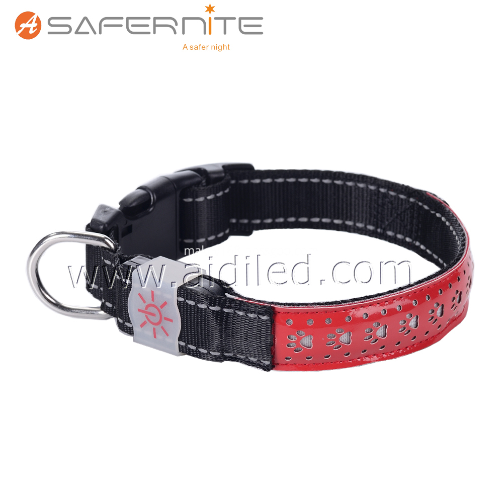 Leather Led Night Safety Dog Collar