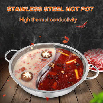 Hot Pot Stainless Steel Twin Divided 2 Handle Cooking Pot Cooking Supplies GQ999