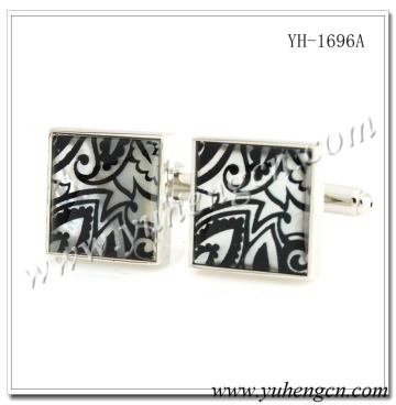 YH-1696A Elegant Mens Square MOP cufflinks with Patterns ,Jewelry Cufflinks