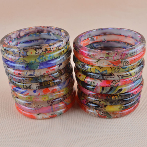 Plastic Bangle With Patterns Printed Resin Bangles For Women