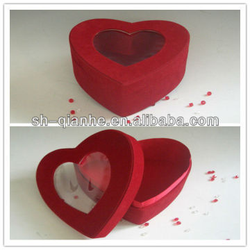 Elegant heart-shape box,flocked box,window box