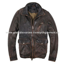 2014 latest design high quality cowskin leather jacket for men