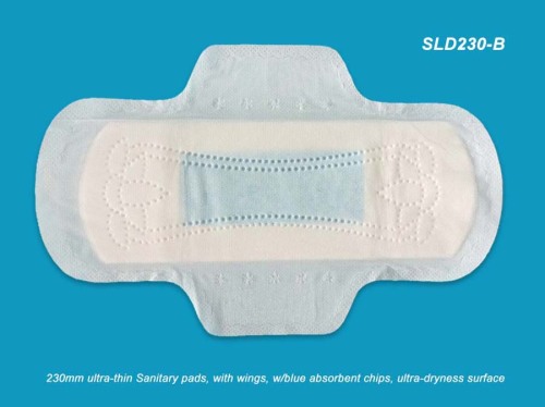 230mm Ultra-Thin Sanitary Pads with Blue Absorbent Core