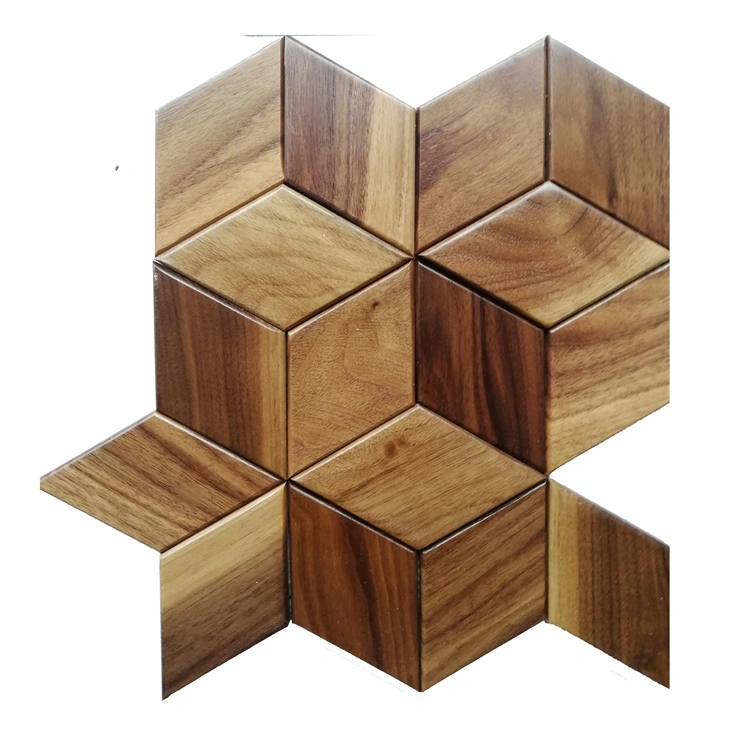 Insect-Proof Burlywood Copper Matte Hexagon 3D Wood Mosaic Tile Panel