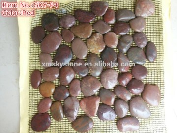 Nanjin Good Quality Cheap Polished Red Color Pebble Stone Tile