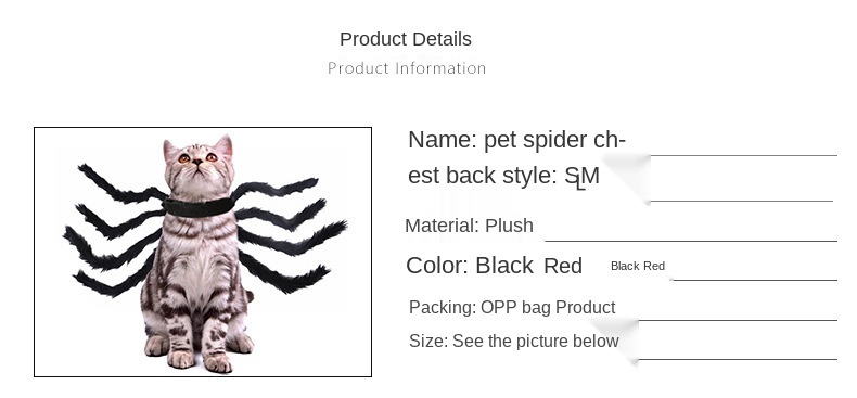 Amazon Pet Halloween Christmas Chest Back Creative Cat Dog Small Dog Spider Mutable Clothing