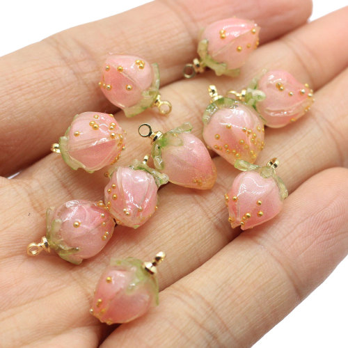 16mm Resin Flower Bud Pendant Diy Drop Earring Key Chain Accessory Bracelet Necklace Decorations