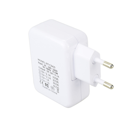 15.5W 4-Port Multi USB Wall Phone Charger White