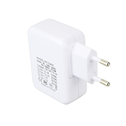 15.5W 4-Port Multi USB Wall Phone Charger Blanco