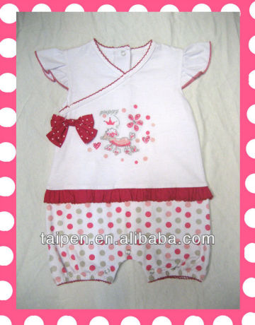 Lovely Design 100% Cotton Baby Girl Rompers Summer Plain White Baby Rompers