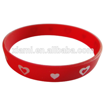 environment material skin friendly printing red loving heart italy silicone bracelet