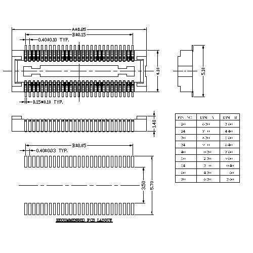 0.4mm Board to Board connector,Female,mating Height 1.5mm BB0.4F-1.5XXX02