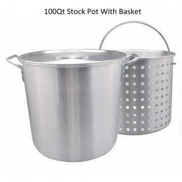 Super extra vikt Aluminium stockpot med korg