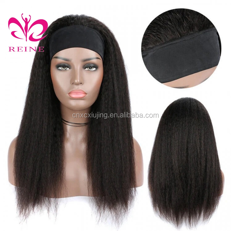 Wholesale Headband Wig Human Hair For Black Women,Remy Human Hair Headband Wig, Kinky straight double drawn human hair wigs