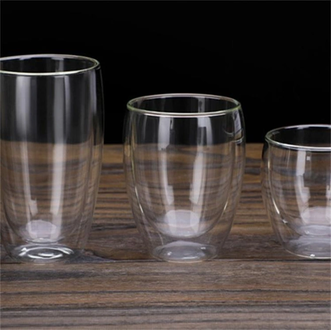 High Temperature Glass Transparent Double Insulation Glass Coffee Cup