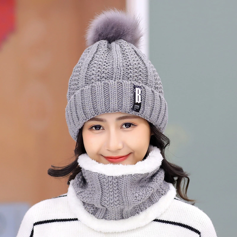 Hat Lady Winter Plus Plush Woolen Hat Ladies Autumn and Winter Knitting Hat Versatile Warmth