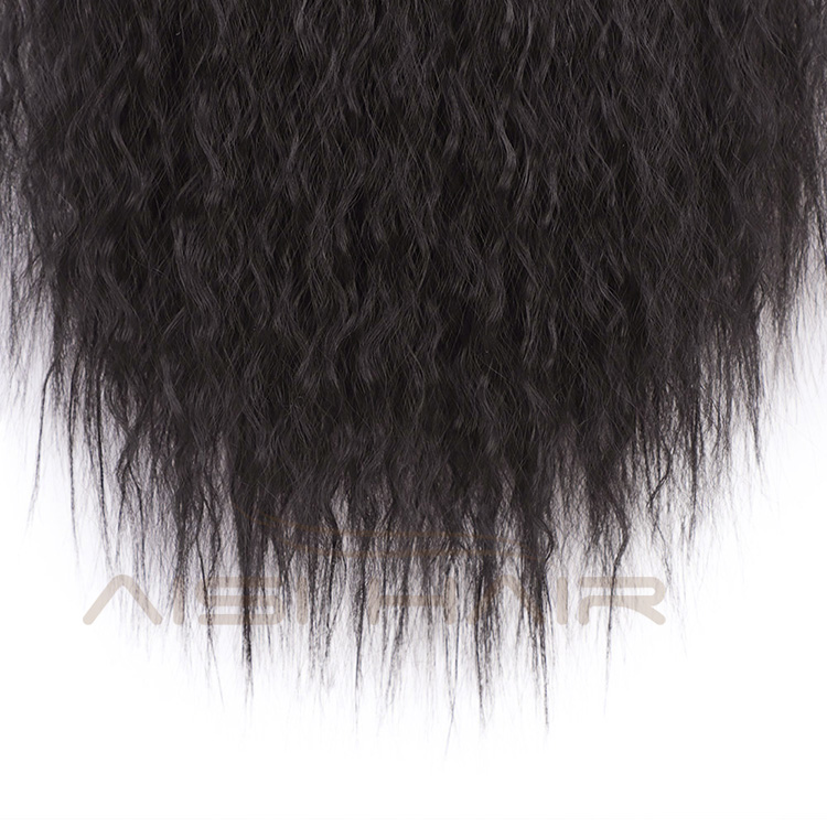 Aisi Hair Long Wavy Black Ponytail Hair Extensions Heat Resistant Synthetic Fiber Hairpieces with Two Plastic Combs