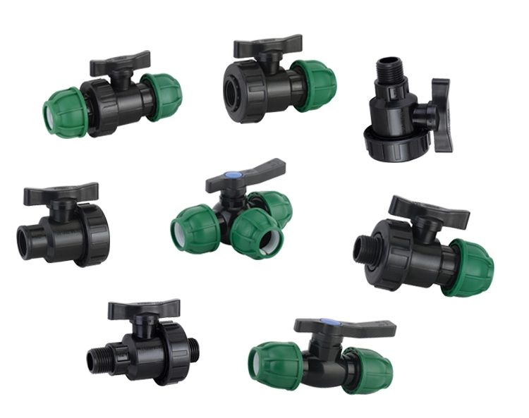 Ball Valves Agricultural Irrigation Valve PP HDPE F/F Plastic Control Flow Water PP Ball Valve(f/f Thread) Black Manual General