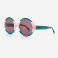 Vintage Round Lamination Acetate Female Sunglasses 23A8101