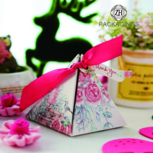 Handmade Flower Printed Pyramidal Candy Box