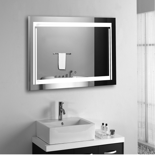 FUAO Nuevo diseño hermoso espejo de pared montado en la pared de plata