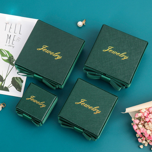 Velvet memasukkan tekstur tekstur hijau kotak perhiasan bowknot