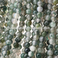 wholesale 15 inches string loose gemstone green moss agate stone natural stone beads
