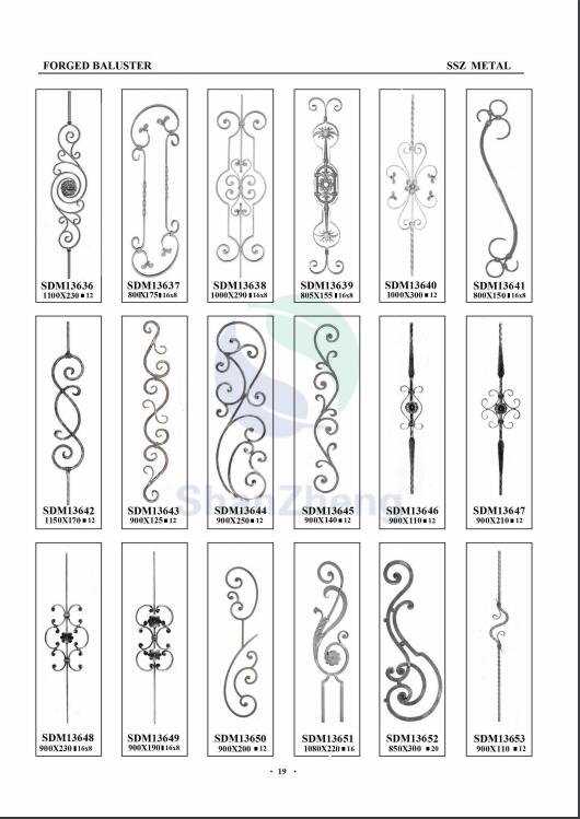 Stair Handrail Wrought iron Decoration Poles as Forged balusters
