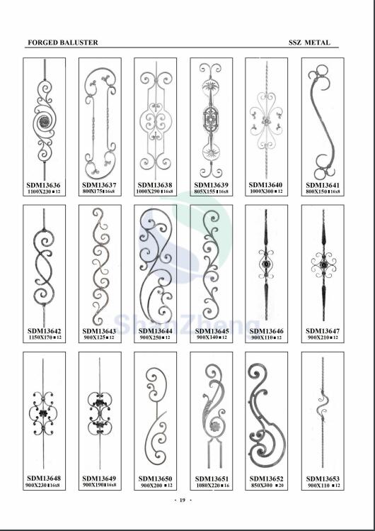 Stair Railing Wrought iron Decoration Parts Forged balusters Wrought Iron Poles