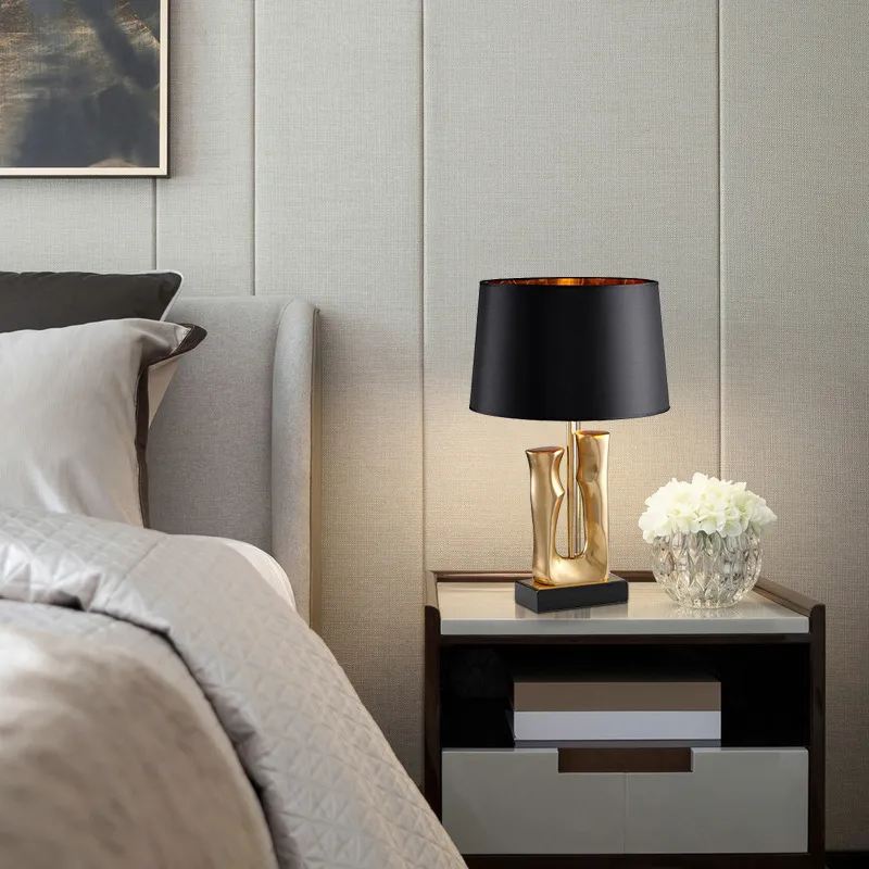 Light Luxury Minimalist Desk Lamp, Creative Art Bedroom Resin Lighting Fixture