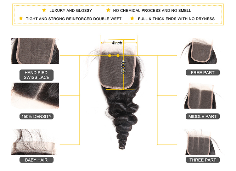 Huashuo Highest Discounts Brazilian Hair Loose Wave Bundles With Closure100% Virgin Human Hair Extensions Hair Closure