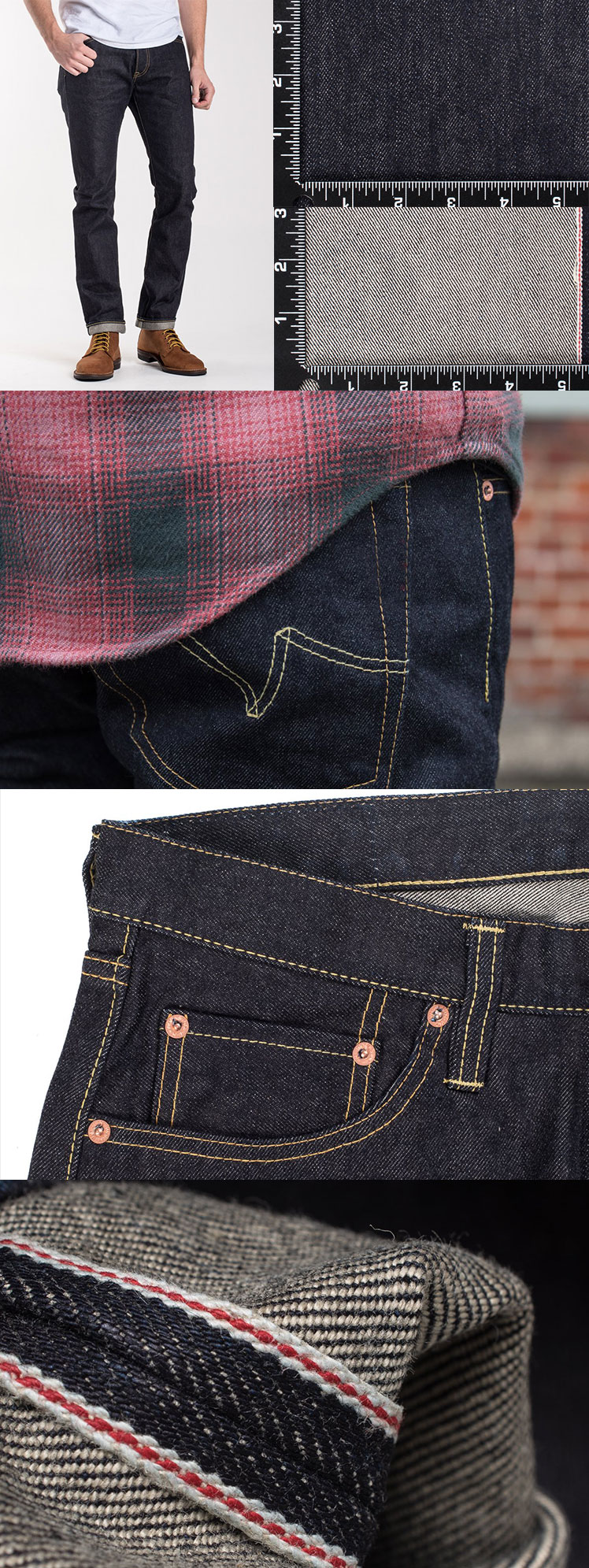 17oz sulphur rope dyed japanese men blue selvedg vintage style super slim denim jean material