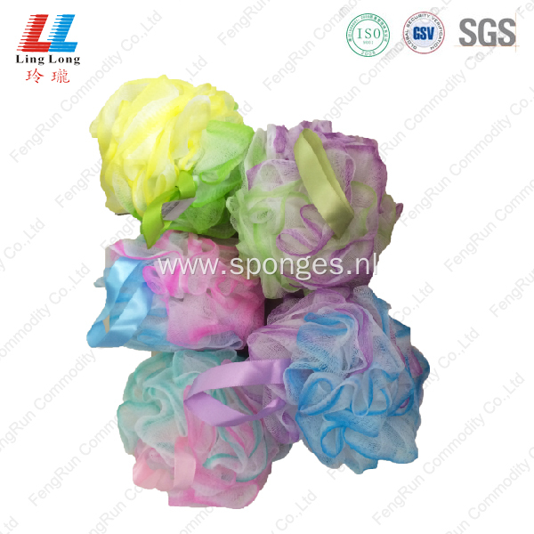 three color bath sponge mesh body exfoliator