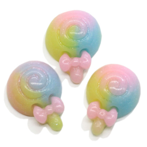 14 * 20mm Kawaii Gradient Ramp Color Lollipop Candy Flatback Resin Craft Χειροποίητη Μινιατούρα για Κλιπ Μαλλιών