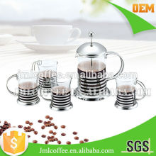 OEM factory Amazon hot sale French press with cups set coffee press with mugs stainless steel coffee press set