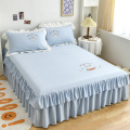 Bedskirts Set Lapisan Double Layer Floral Printed Bedsheets