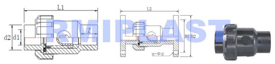 PVC Single union ball check valve