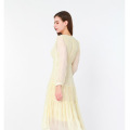 Pleated Long Sleeve Ruffle Dress